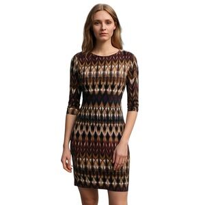 NEW BADGLEY MISCHKA 3/4 SLEEVE WIDE NECK PRINT DRESS